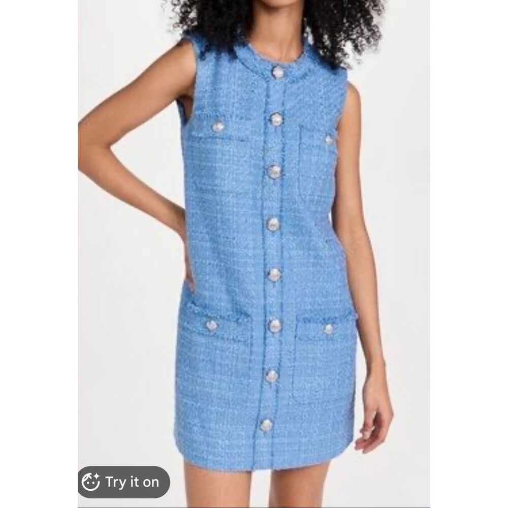 Veranica Beard Laurel Tweed mini shift dress sky blue 2 - Picture 16 of 16